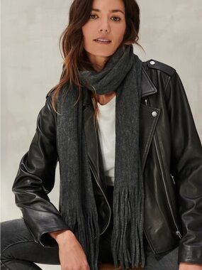 Lucky Brand Dark Charcoal Fringe Scarf